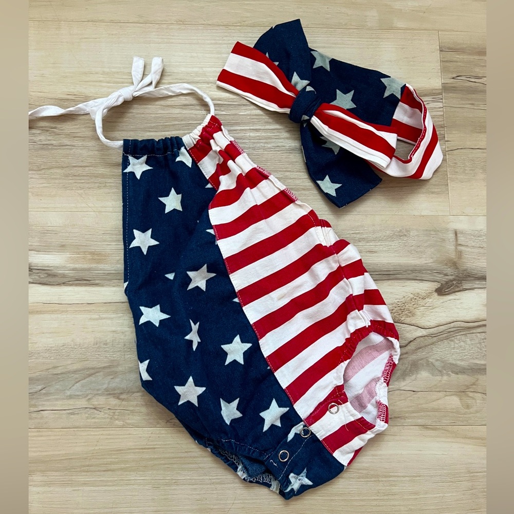 American Flag Haltered Romper